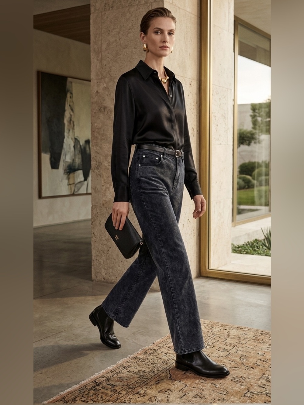 Closed Washed Black Velvet Cropped Flare Pants | Size 28 x 26 | Italian Designer